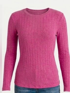 🌷 Staccato Vibrant Pink Ribbed Crew Neck Sweater